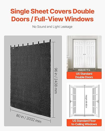 Miniatura 7 de VEVOR Manta de Amortiguación de Sonido, 96" x 80", Manta de Estudio Extra Grande con Ojales, Bloqueador de Luz para Puerta Manta de Bloqueo de Ruido