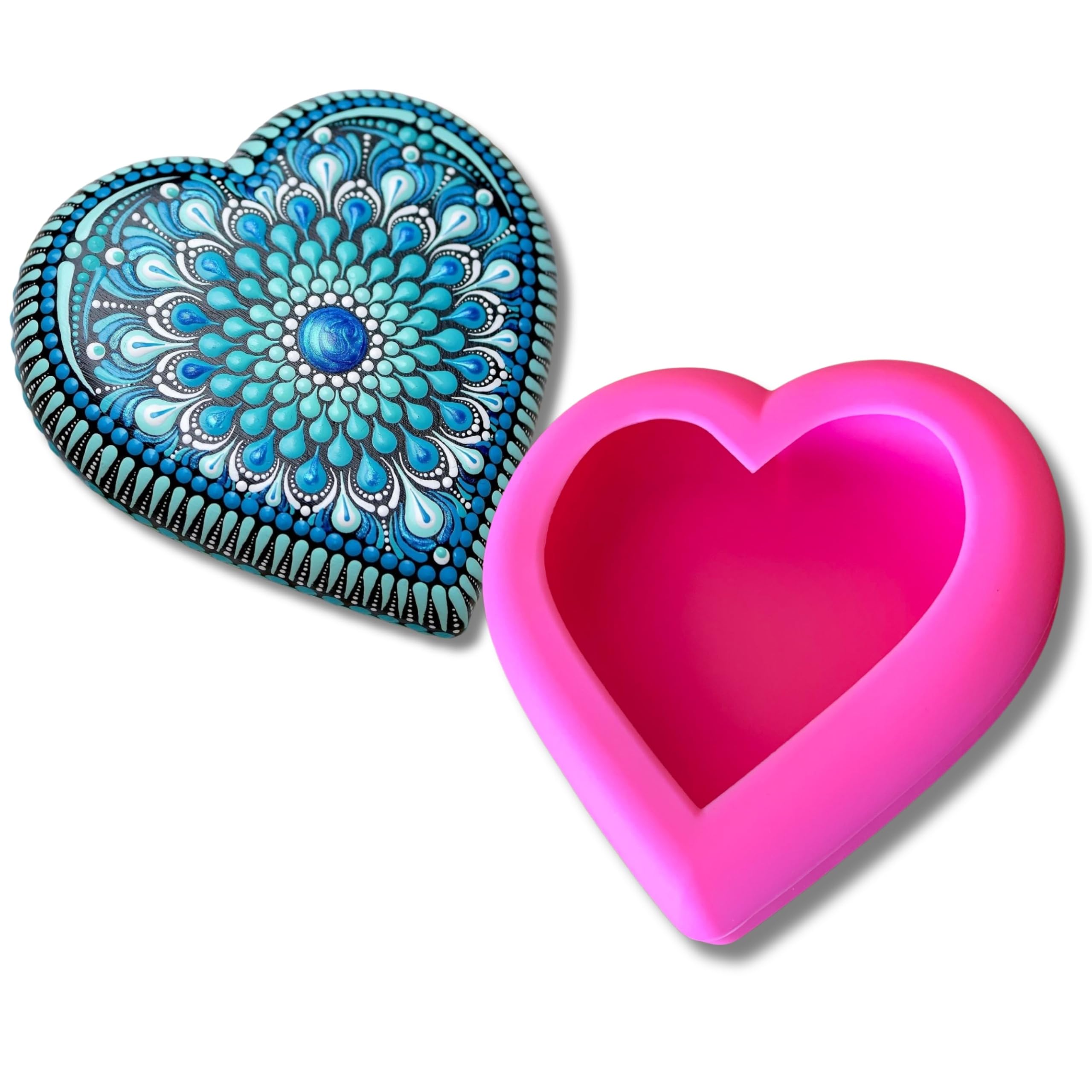 heart mold - happy dotting company - smooth shape for casting - rock crafts - valentines day craft - stone art and dot art mandalas, kindness rocks