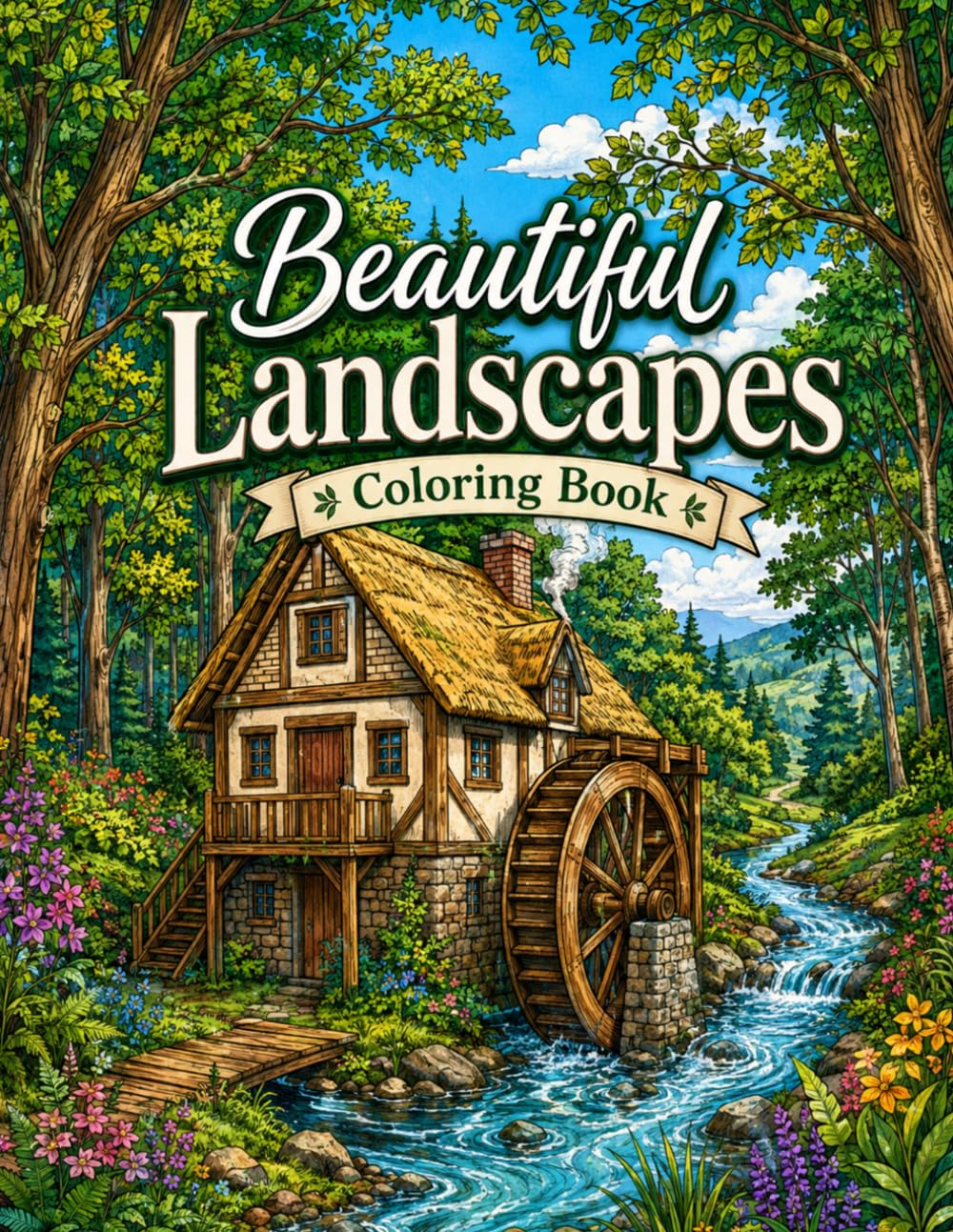 Beautiful Landscapes Coloring Book: Scenic Escapes Filled with Majestic Views, Tranquil Waterfalls, Mountain Vistas & Inspiring Outdoor Adventures
