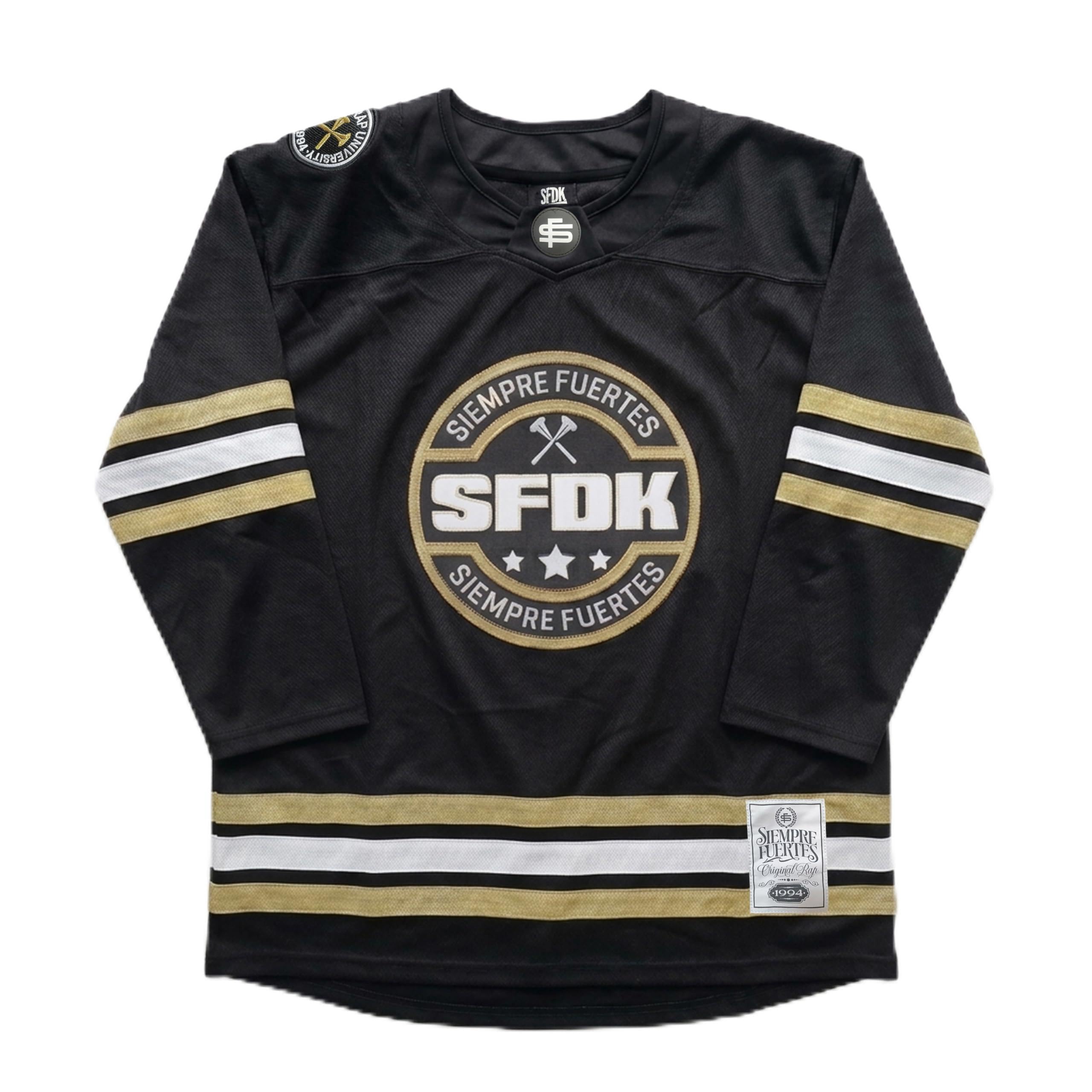 SFDK Jersey de Hockey The Rookie, Unisex Adulto, Negro con Detalles Dorados