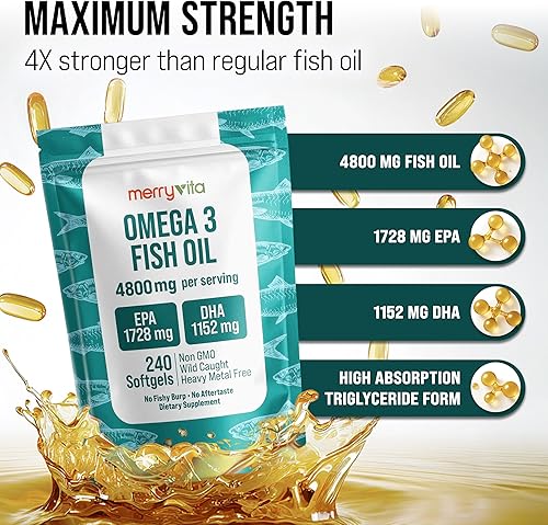 Miniatura 2 de Aceite de pescado Omega 3 4800 mg - EPA 1728 mg  DHA 1152 mg de anchoas capturadas en la naturaleza - Mini cápsulas blandas sin eructos - Suplemento