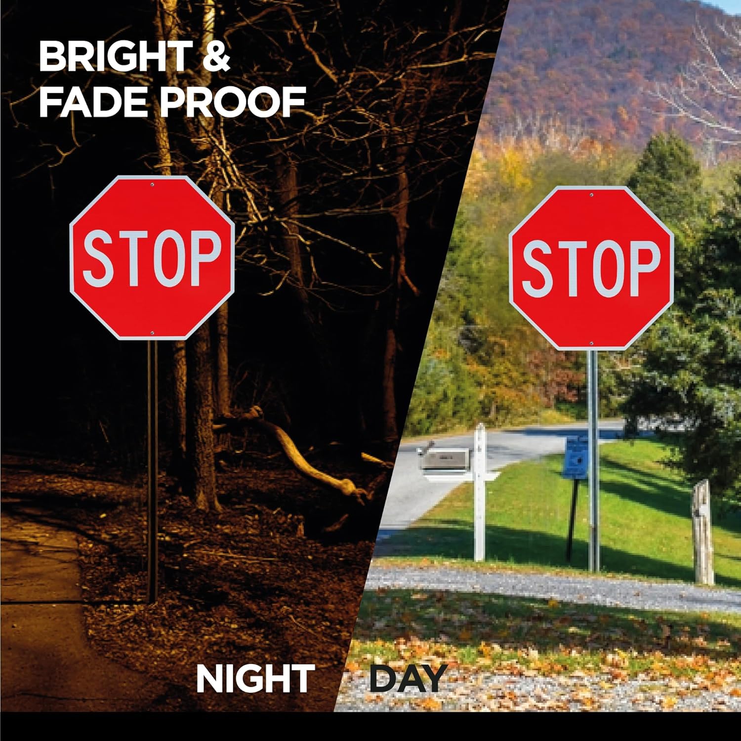 OLANZU 3 Pack Large Stop Sign 30 x 30 Inches - High Intensity Prismatic Aluminum - UV Protected and Weather Resistant - Honeycomb Reflective Stop Signs Traffic,2 Pre-drilled Holes