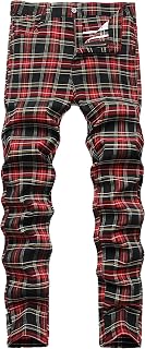 NOVOCCT Plaid Pants for Men Slim Fit Stretch Business Casual Chinos