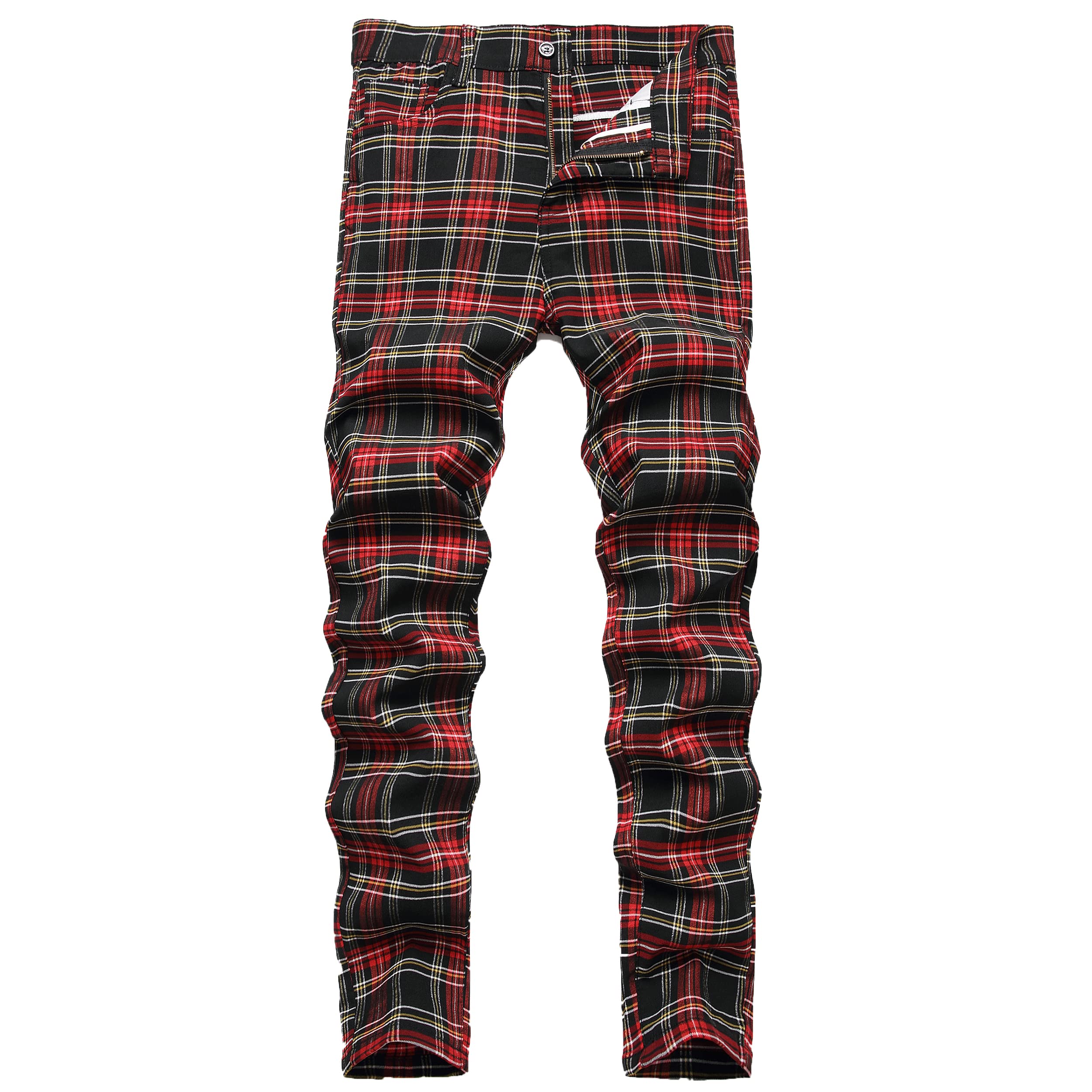 NOVOCCT Plaid Panst - Pantalones de Vestir Ajustados para Hombre, elásticos, Ajustados, Informales, de Negocios, Pantalones Chinos para Hombre