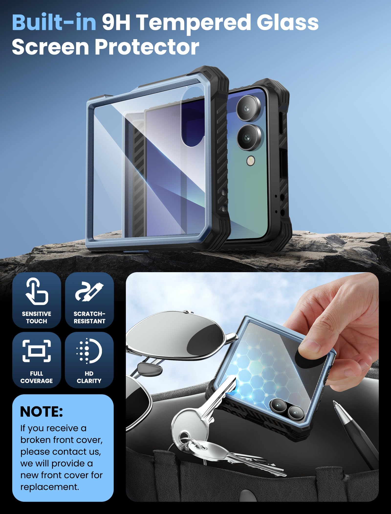 i-Blason Etui do Samsung Galaxy Z Flip 7 z podstawką, zintegrowana osłona ekranu, osłona zawiasu, klips do paska, pełne wojskowe etui ochronne do Samsung Z Flip 7 (wersja