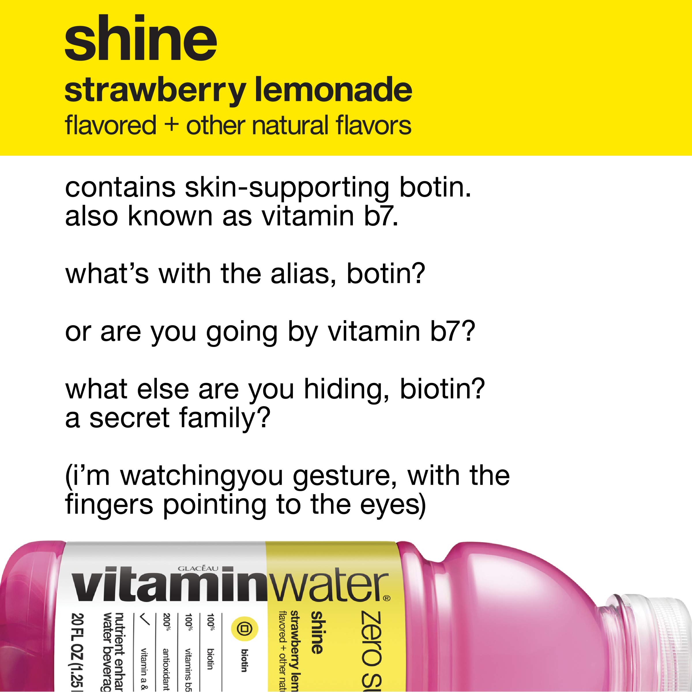 vitaminwater zero shine, electrolyte enhanced water w/vitamins, strawberry lemonade drink, 20 fl oz (Pack of 6)
