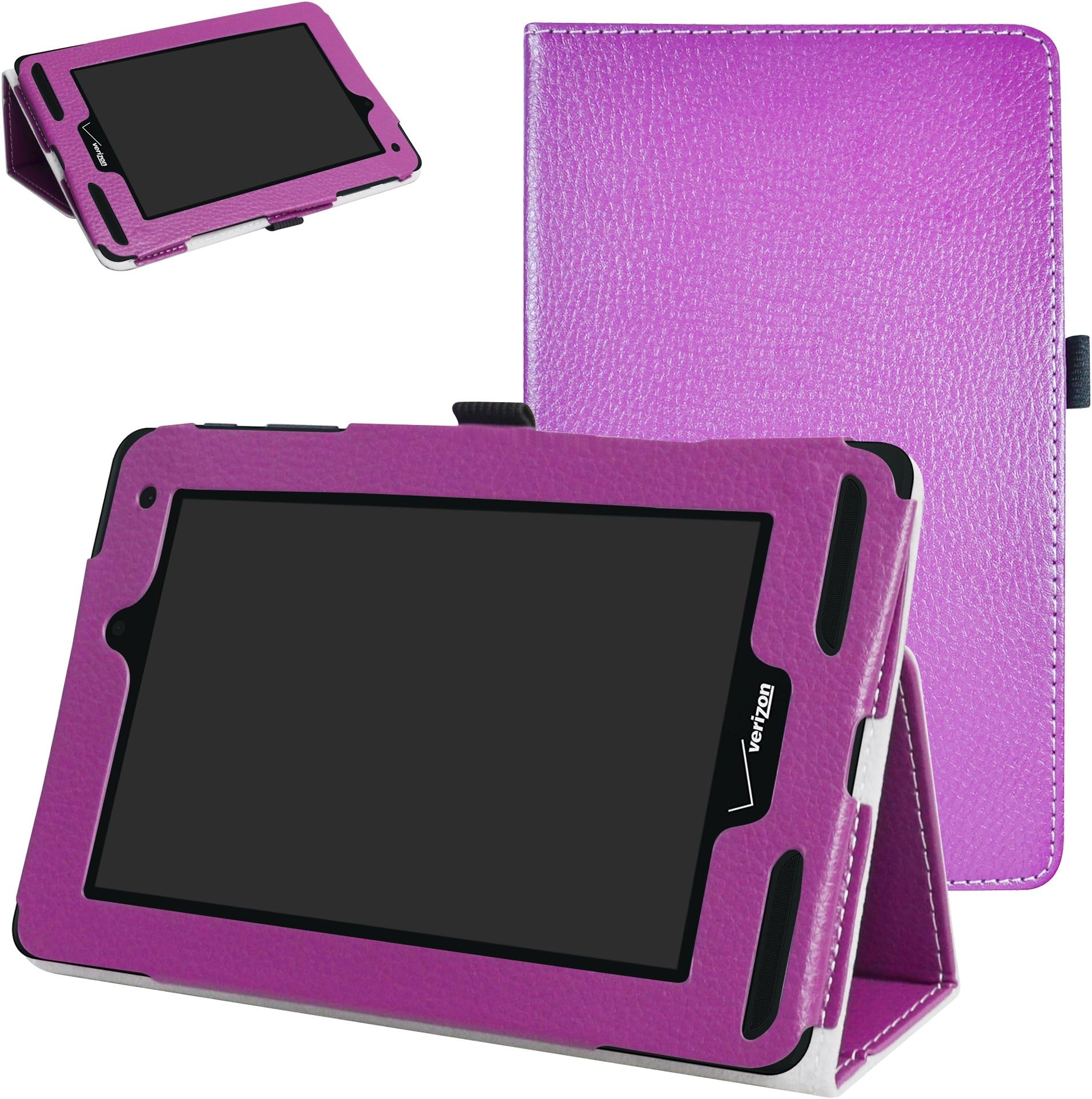 Mama Mouth for Verizon Ellipsis 7 4g LTE Case,Slim Folio 2-Folding Stand Case Cover for 7" Verizon Ellipsis 7 4g LTE Tablet,Purple