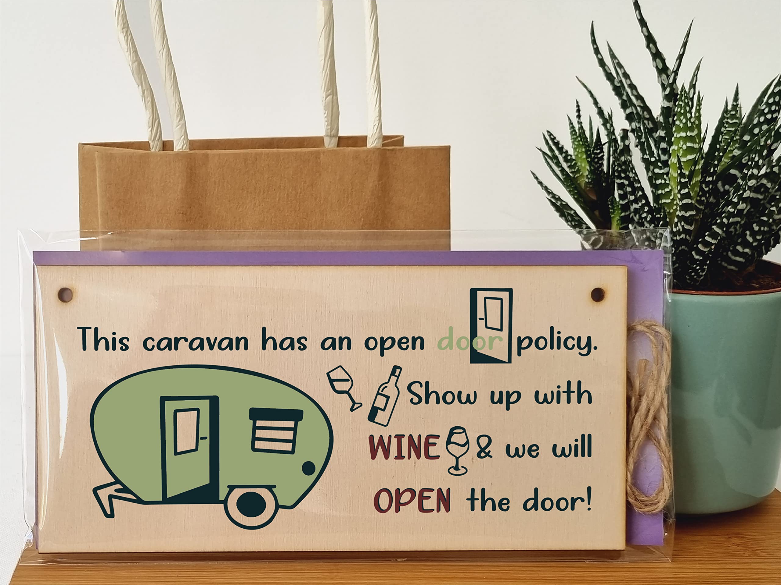 Targa In Legno The Plum Penguin 20x10 Cm Con Scritta 'Adventure Before Dementia' – Regalo Perfetto Per Camper E Amanti Del Campeggio - 2