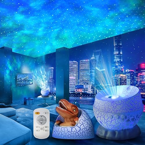 Proyector de huevo de dinosaurio y galaxia, proyector espacial de luz nocturna para dormitorio, proyector de nebulosa estrellada, decoración de