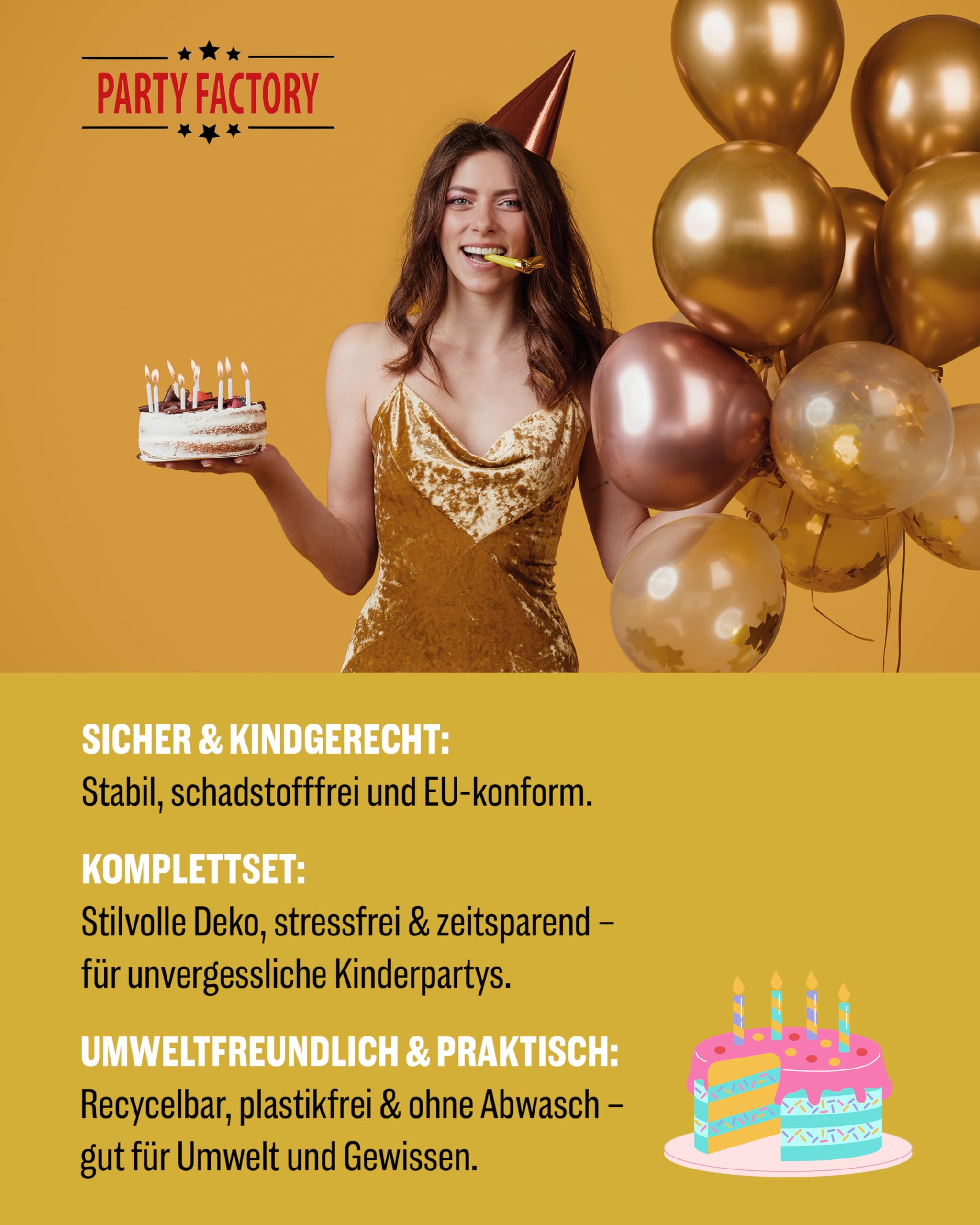 Party Factory 5-teiliges Party Set Happy Birthday 30 mit 8 Papptellern, 8 Pappbechern, 20 Servietten, 10 Folienballons und 1 Heliumflasche für bis zu 30 Ballons