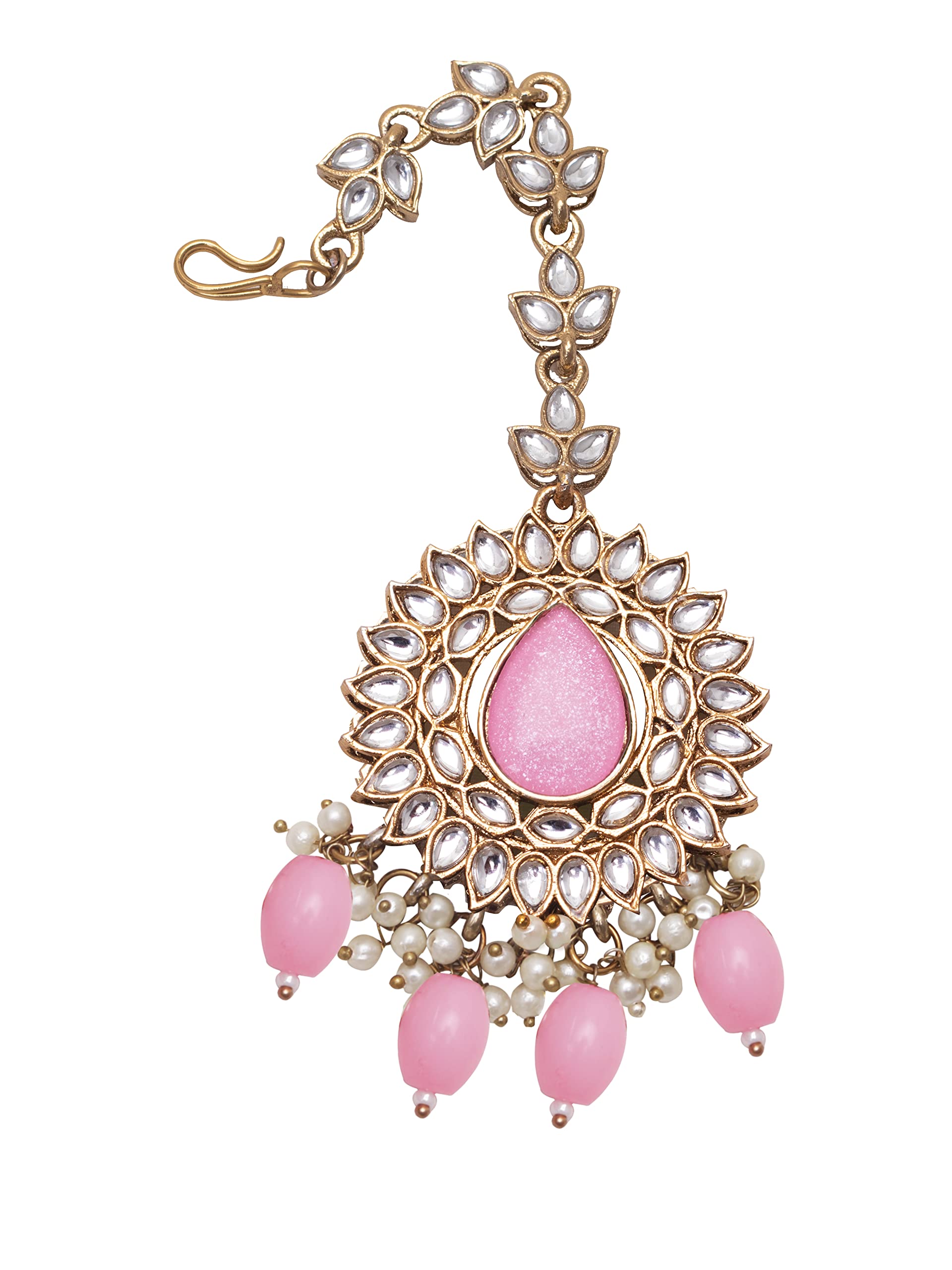 BFC Ethnic 22k Gold Plated Flower Designer Copper Mang Tikka for Woman (Pink) (B0C6KVFW7M) Amazon Price History, Amazon Price Tracker