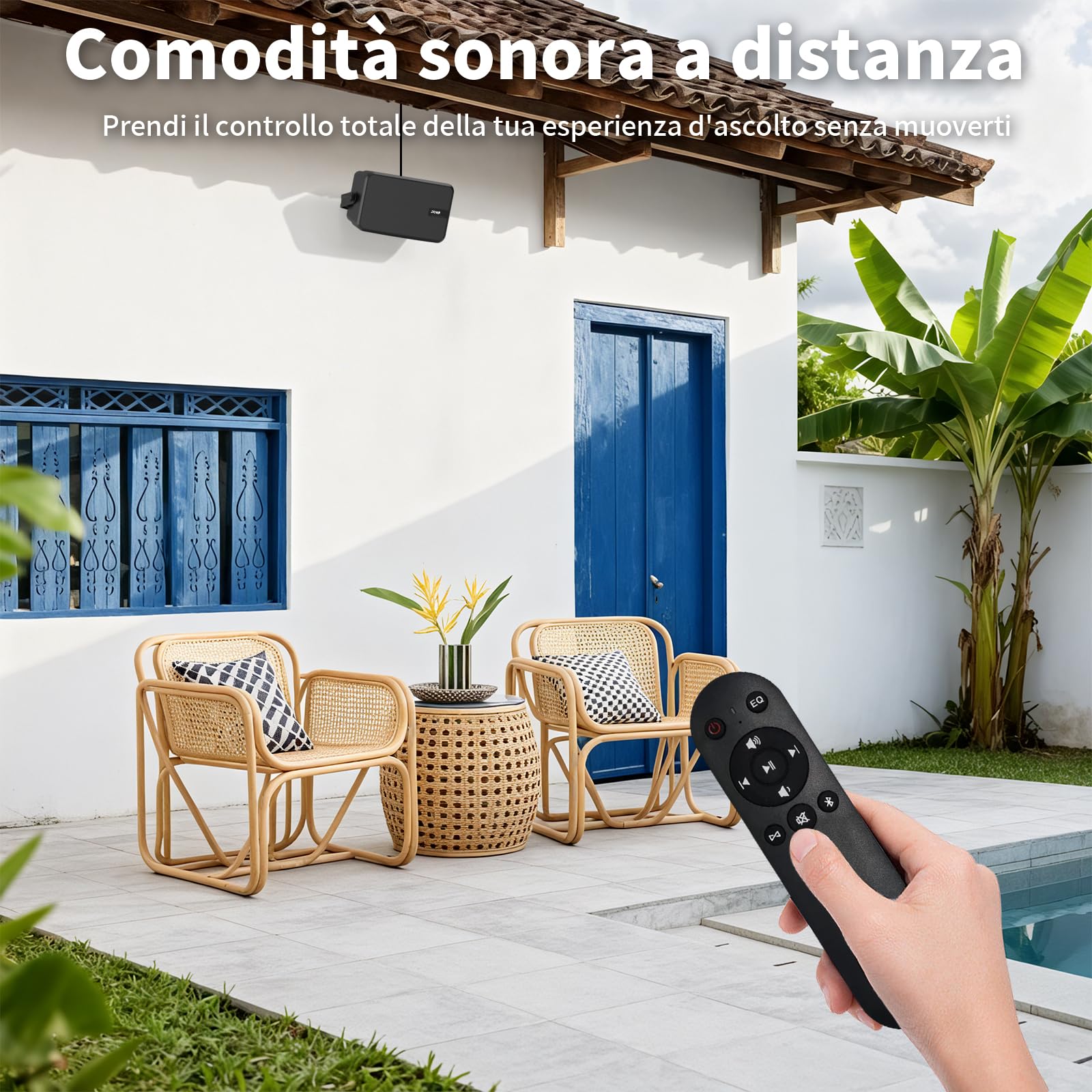 Casse Bluetooth da Esterno Attive + Passive con Amplificatore Integrato, Supporto Bluetooth e Aux, Confezione da 2 (MZ-622)
