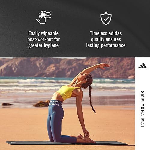 Miniatura 7 de adidas Yoga Mat - Eco Friendly - Non Slip, Durable Textured Surface, 8mm Negro -,Transparente Rosado,rubí (Mystery Ruby),Preloved Azul,Fucsia