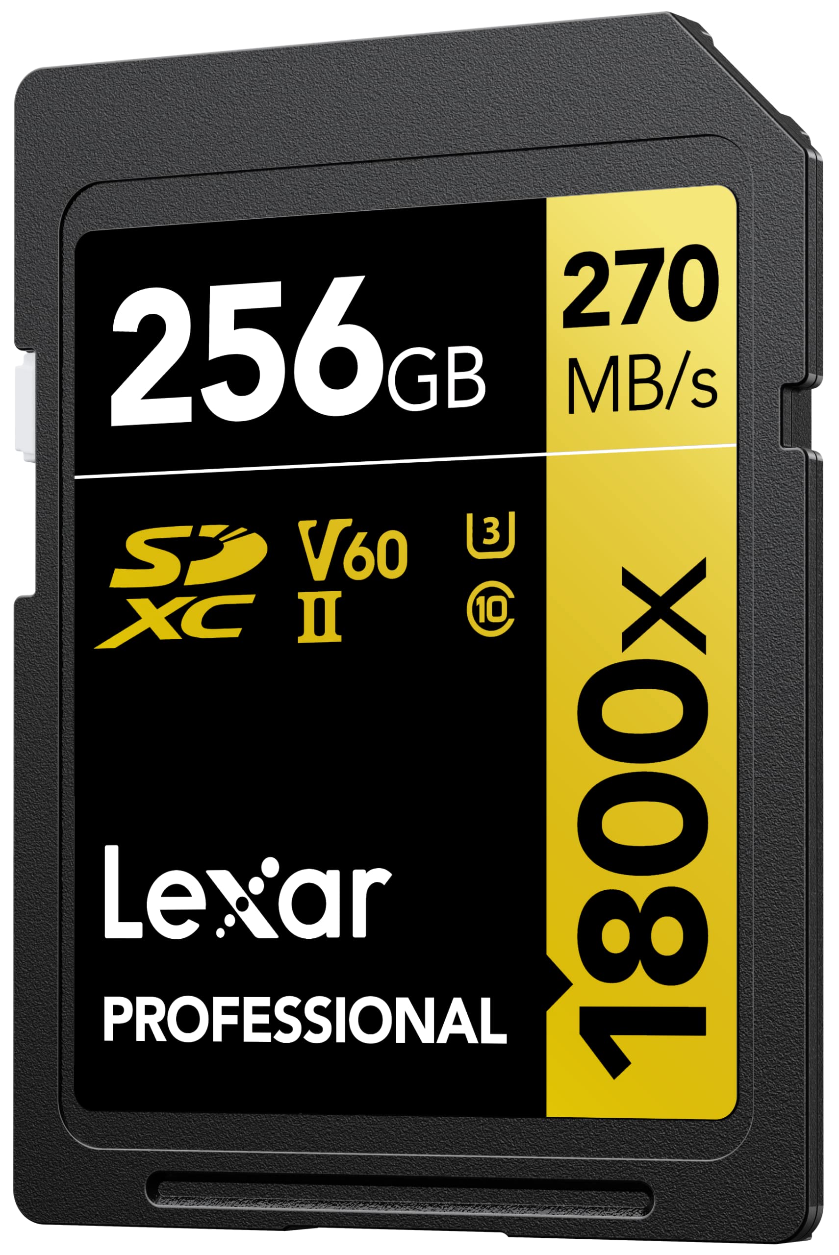 Lexar SDXC Professional 256 GB 1800x UHS-II Gold Series klasa 10, U3, V60, do nagrywania wideo 4K, czarny