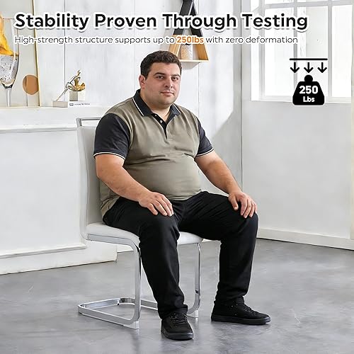 Miniatura 6 de Baysitone Juego de 4 sillas de comedor modernas, sillas laterales de comedor, sillas de cocina con asiento acolchado de piel sintética y respaldo