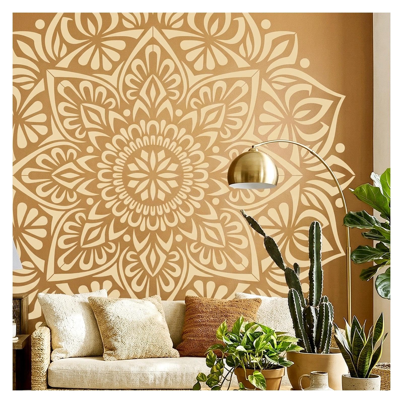 Pochoir mandala fleur de lotus pour créer une ambiance bohème sur vos murs