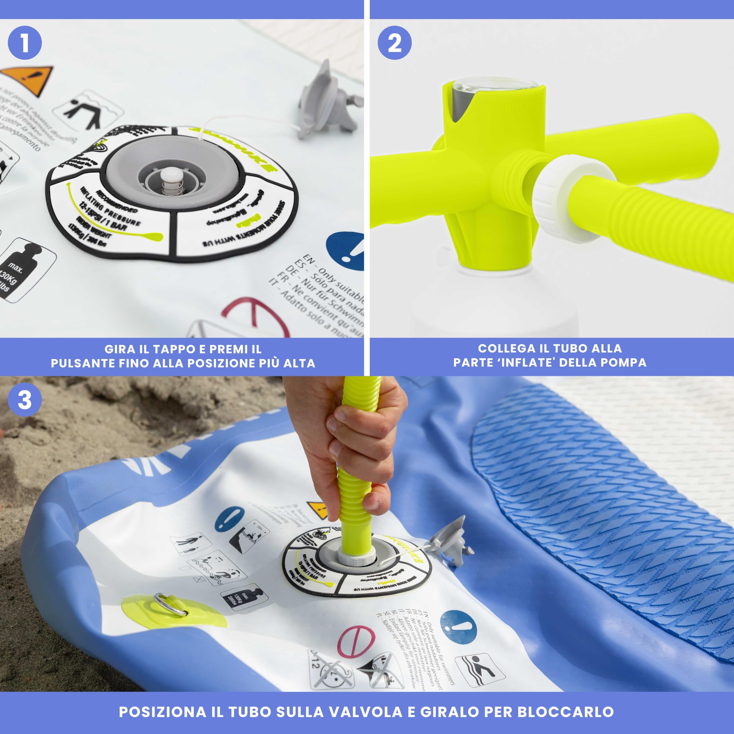 HUIIKE Pompa SUP Manuale con Doppia Azione Pompa per SUP 15 PSI, Gonfiatore Doppio Effetto Stabile | Accessori Stand Up Paddle, Handpump Tavola Gonfiabile | Manual Pump per Tavole Gonfiabile