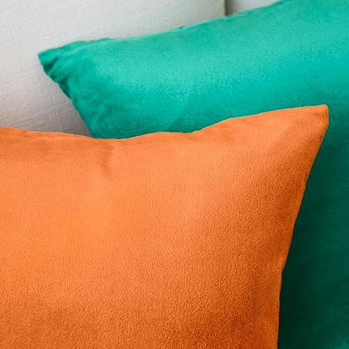 Miniatura 6 de Encasa - Juego de 2 fundas de almohada de terciopelo color naranja de 20 x 20 pulgadas  19.7 x 19.7 in  19.7 x 19.7 in, color liso, teñidas, suaves