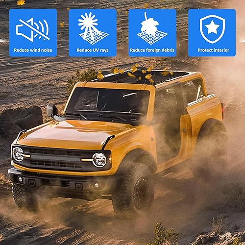 Vista 30 de Parasol compatible con Ford Bronco 2021, 2022, 2023, 2024 2025, nuevo Ford Bronco de 4 puertas, parasol de bikini superior para techo, accesorios US