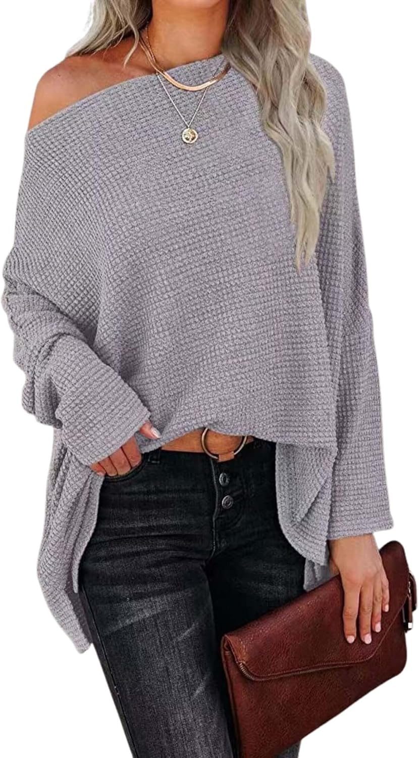 LIZALIG Womens Sweaters Oversized Casual Long Sleeve Scoop Neck Pullover Loose Cozy Knit Fall Outfits