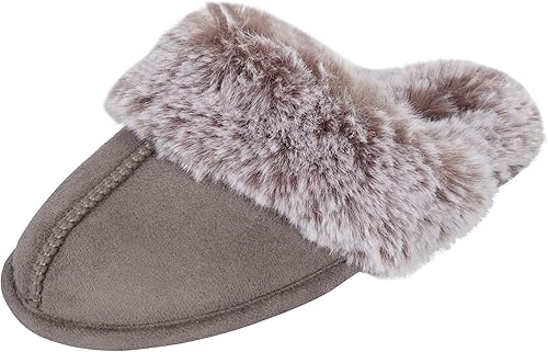 Jessica Simpson - Pantuflas de piel sintética para niña, cómodas, sin cordones, de espuma viscoelástica, para usar en el hogar