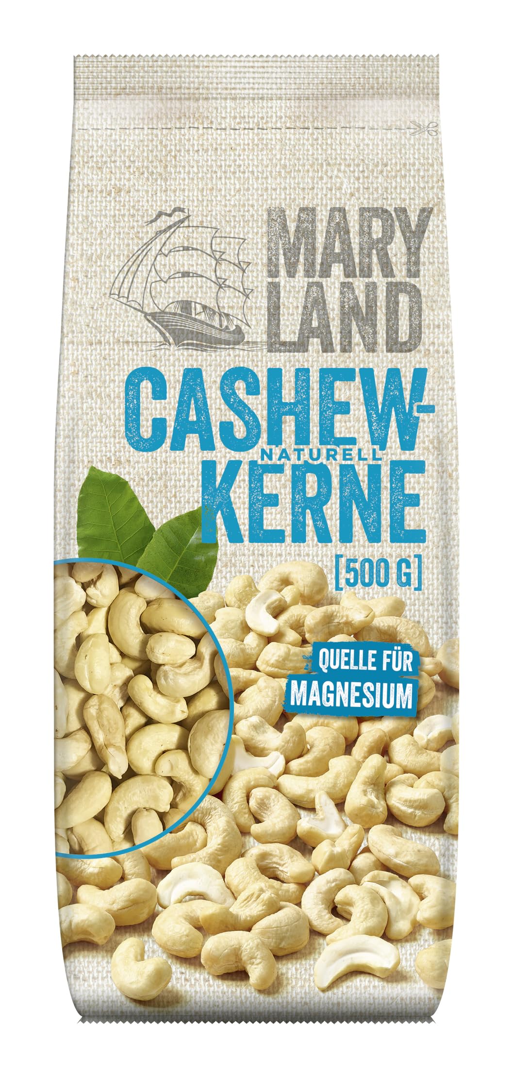 Maryland Cashewkerne 500g Beutel 5er Pack – Cashewkerne naturbelassen, vegan, frei von künstlichen Aromen, ohne Zusatzstoffe – Im Großbeutel Format genießen (5 x 500g)