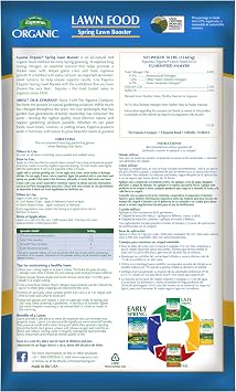 Espoma Organic Spring Lawn Booster 8-0-0 Natural & Organic Lawn Fertilizer. Long Lasting Slow-Release Nitrogen Enhanced with Calcium. 30 lb. Bag Covers up to 5,000 Sq. Ft.