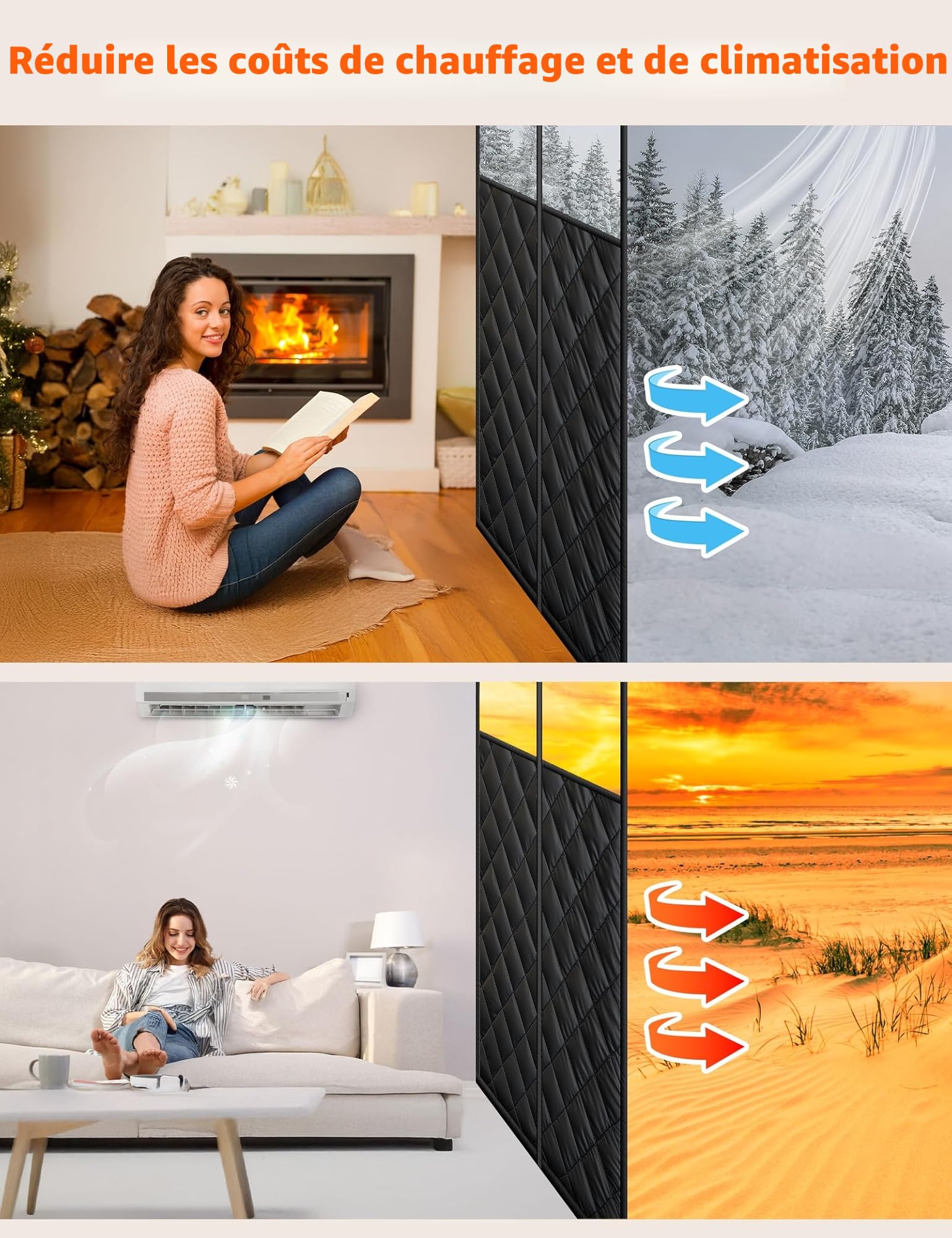 Fillis Rideau Magnétique Isolant Thermique, 80x200cm Rideau Thermique de Porte Coupe-Vent et Anti-Froid Économe en Énergie pour Porte Balcon ou Terrasse, Noir