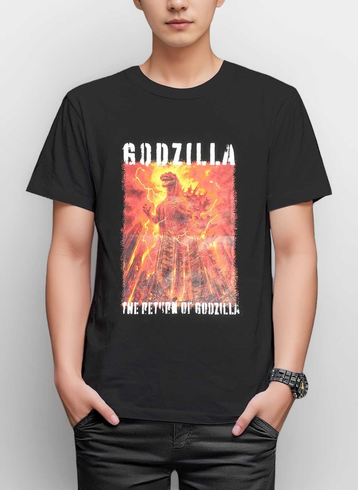 Amazon | [ファインプラス] Tシャツ 半袖 ゴジラ GODZILLA ポスター