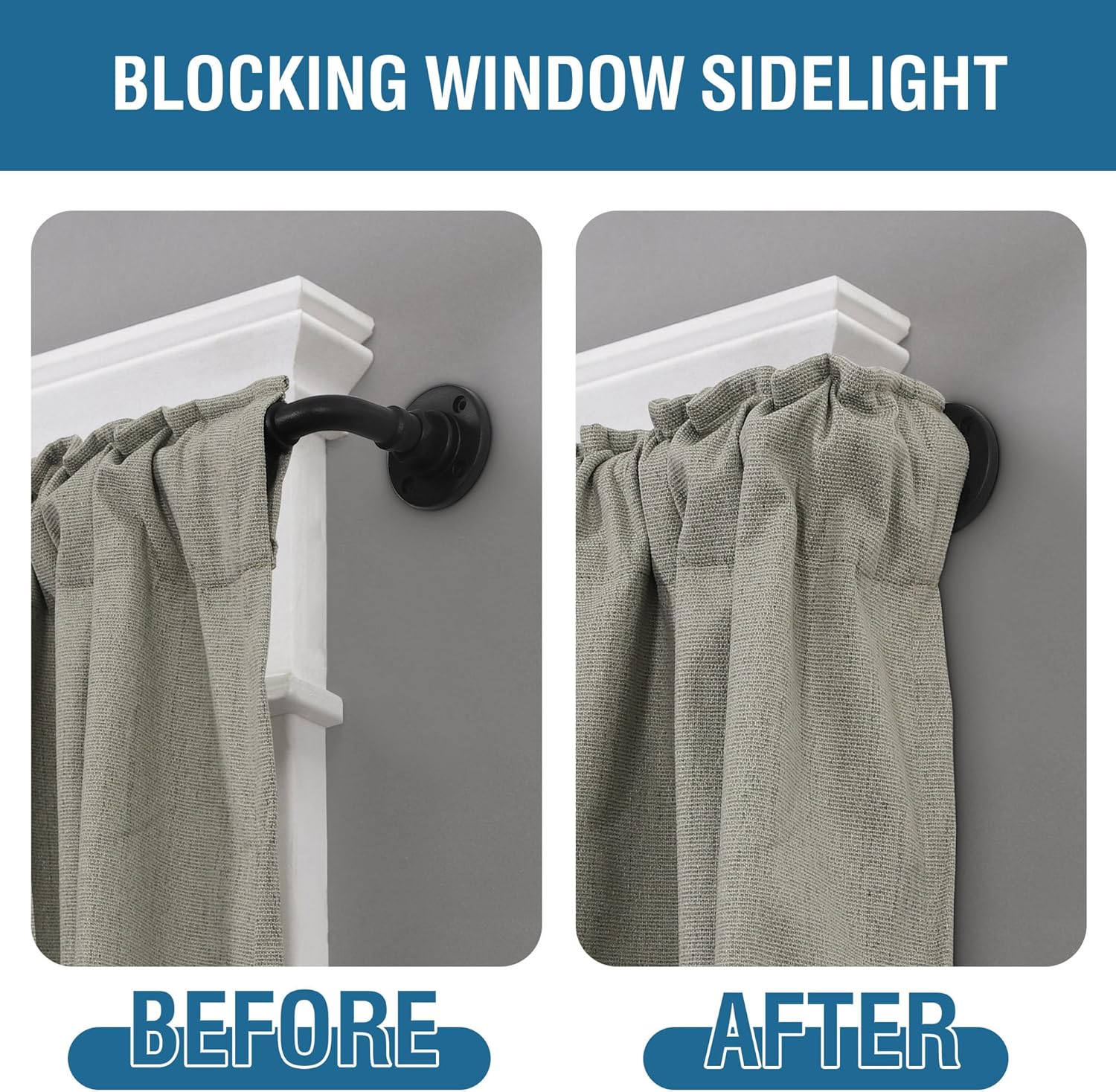 H.VERSAILTEX Wrap Around Curtain Rods for Windows 16.2 to 137.4 Inch, 3/4 Inch Diameter Industrial Telescoping Curtain Rod, Splicing Adjustable Window Rods for Indoor/Outdoor, Black