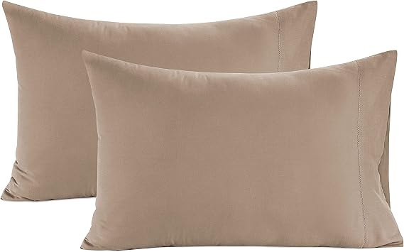 LANE LINEN Pillow Case Covers King Set of 2 100% Egyptian Cotton Sateen Soft Cool & Smooth Cases - Taupe