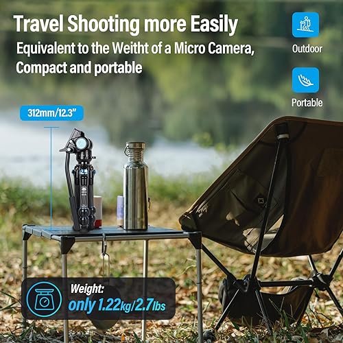 Miniatura 3 de SIRUI AM-223L - Mini trípode de video con cabezal fluido VA-5, trípode de viaje de fibra de carbono con base de nivelación para cámara réflex