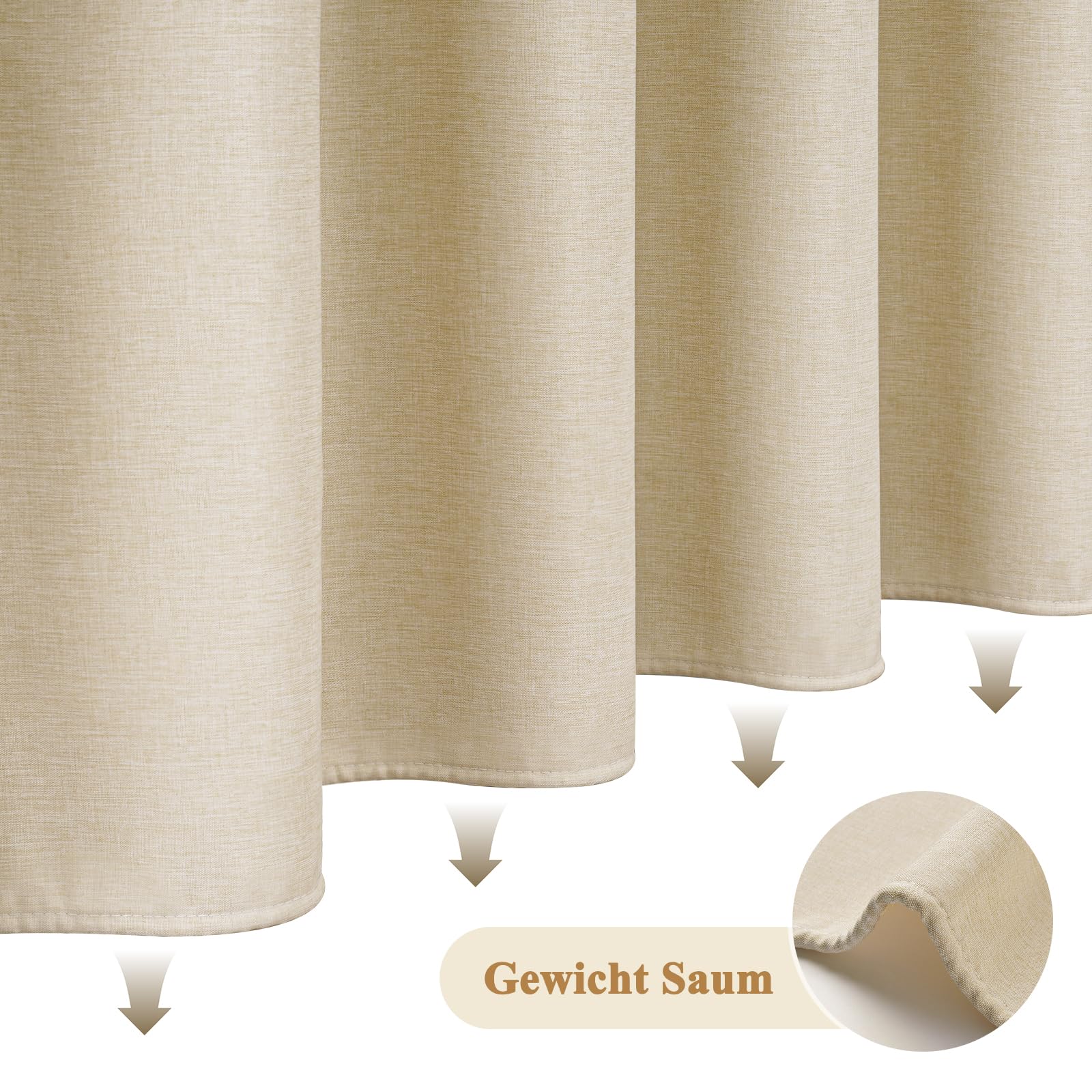NESTN® Luxe douchegordijn met linnenstructuur 180x200 cm Beige – Waterdicht & schimmelwerend, wasbaar, verzwaarde zoom, met ringen – Textiel badgordijn | Hoogwaardig Douchegordijnen - Gordijnen