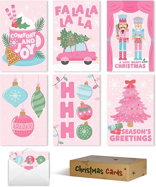 Hadley Designs Blank Christmas Cards With Envelopes - 54 Winter Holiday Cards With Envelopes, Business Happy Holidays Card Bulk, Nutcracker Seasons Greeting Card for Family & Friends, Designed in USA