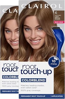 Clairol Root Touch-Up Nice'n Easy Permanent Hair Dye, Light Brown 6, Pack of 2 - 100% Gray Coverage in 10 Min