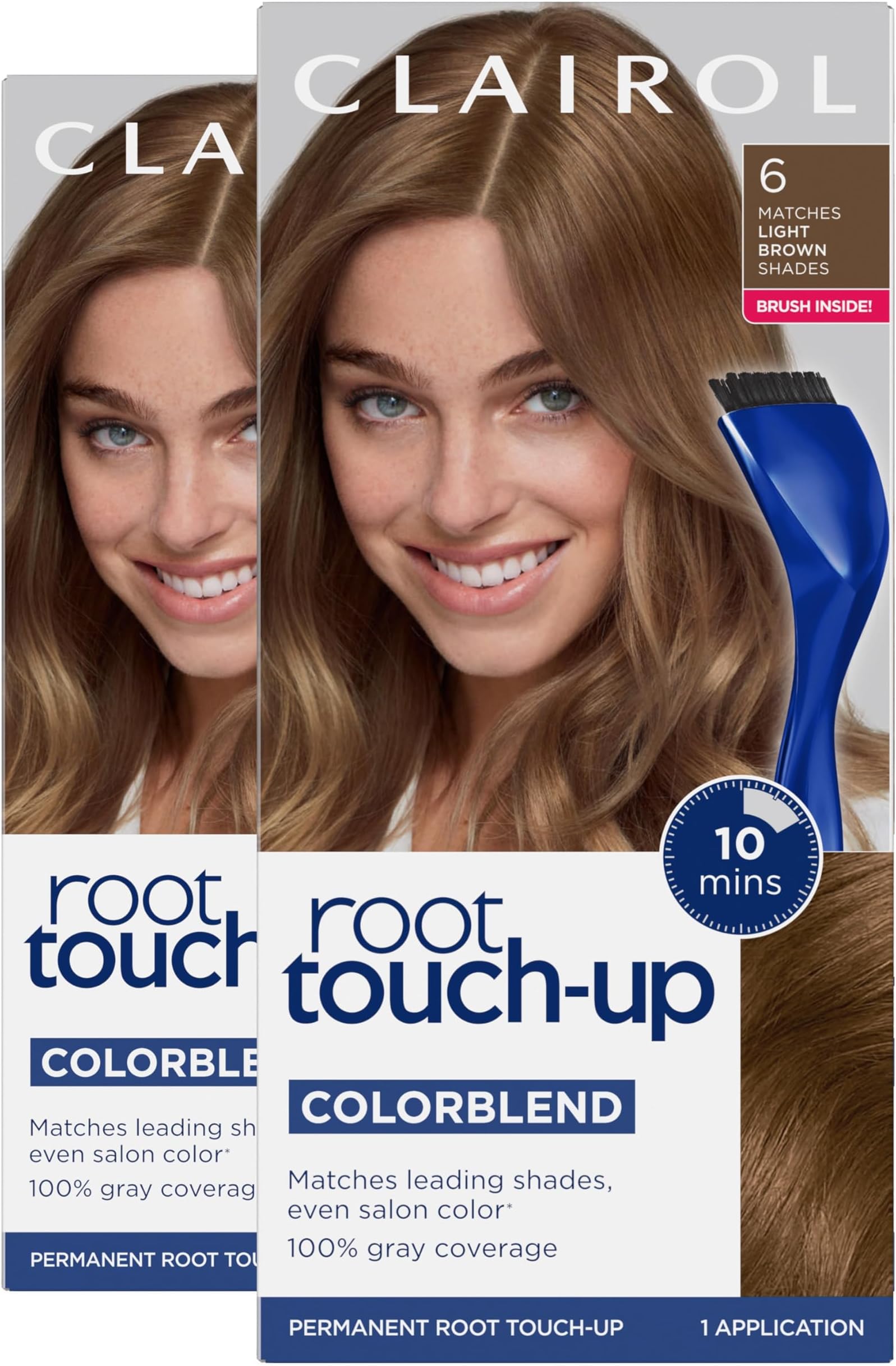 Root Touch-Up by Nice'n Easy Permanent Hair Dye, 6 Light Brown Hair Color, Pack of 2
