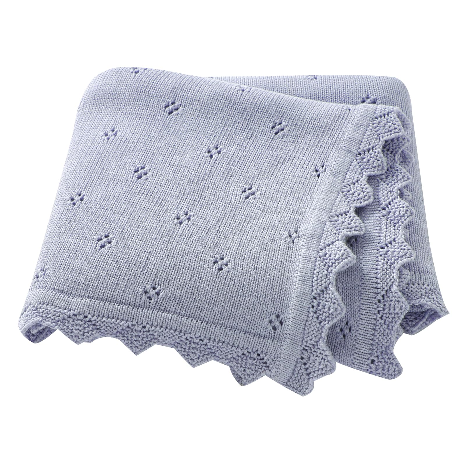 Hadetoto Baby Blanket 100% Cotton Knit Baby Blankets Baby Gifts Baby Essentials for Newborn, 100 x 80 cm (Blue)