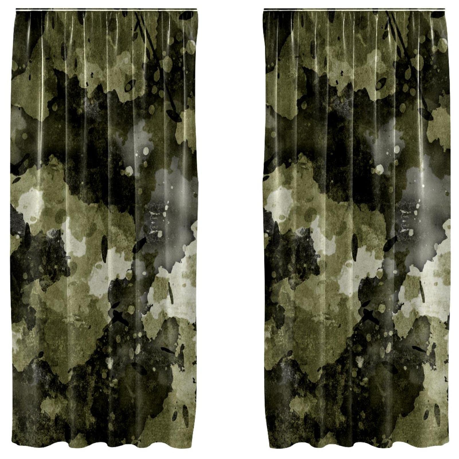 Cortinas de dormitorio camuflaje militar en juego de 2 paneles decorativos de 55x84"