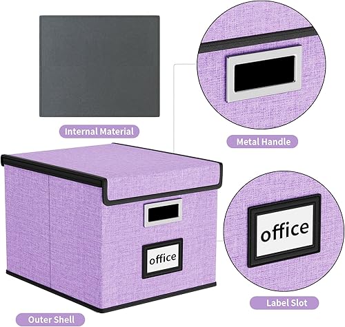 Vista 184 de Huolewa Caja organizadora de archivos con tapa, organizador de carpetas de archivos plegable para almacenamiento de documentos de oficina, caja