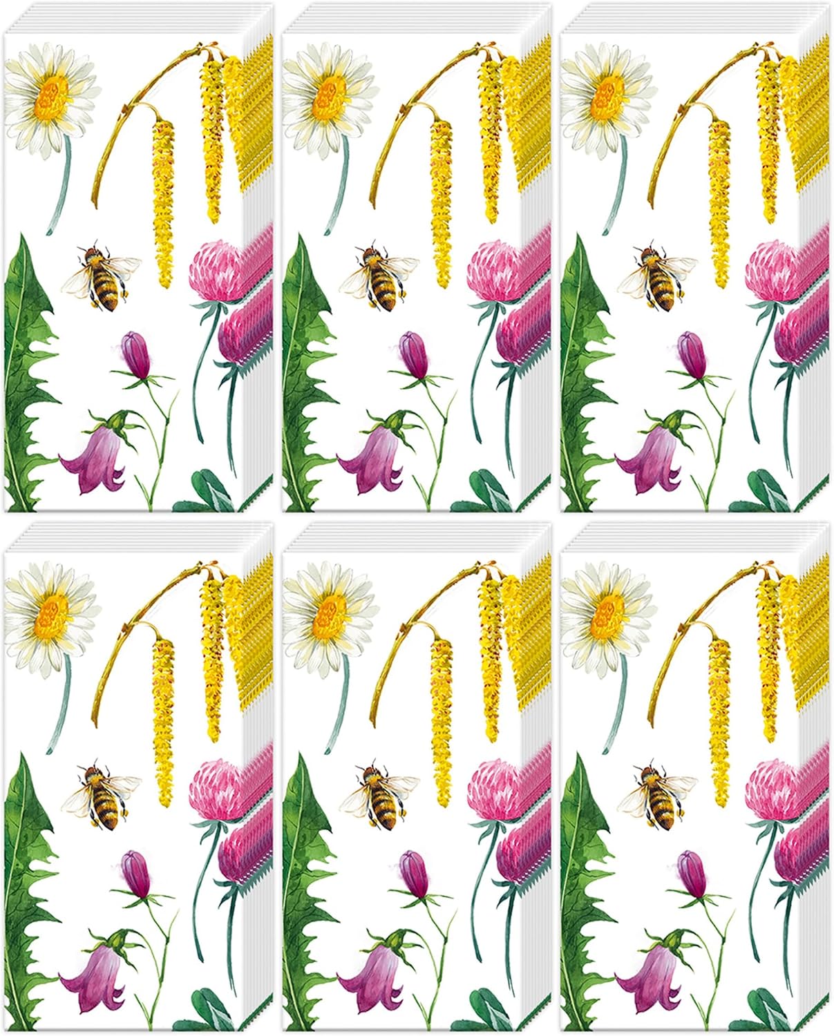 Boston International Bulk 4-Ply Pocket Tissues, Bundle of 6 Packs of 10 Tissues (Bee Grateful)