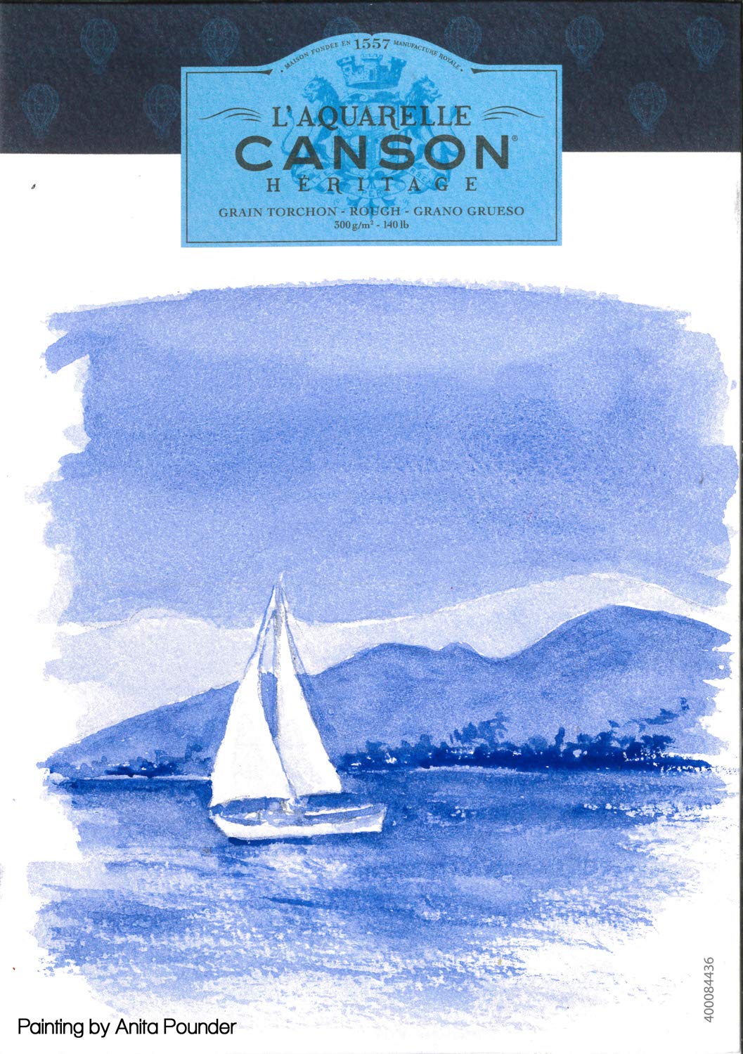 Canson Héritage Aquarellblock, 23 x 31 cm, 20 Blatt, 300 g, 4-seitig, geklebt, Weiß