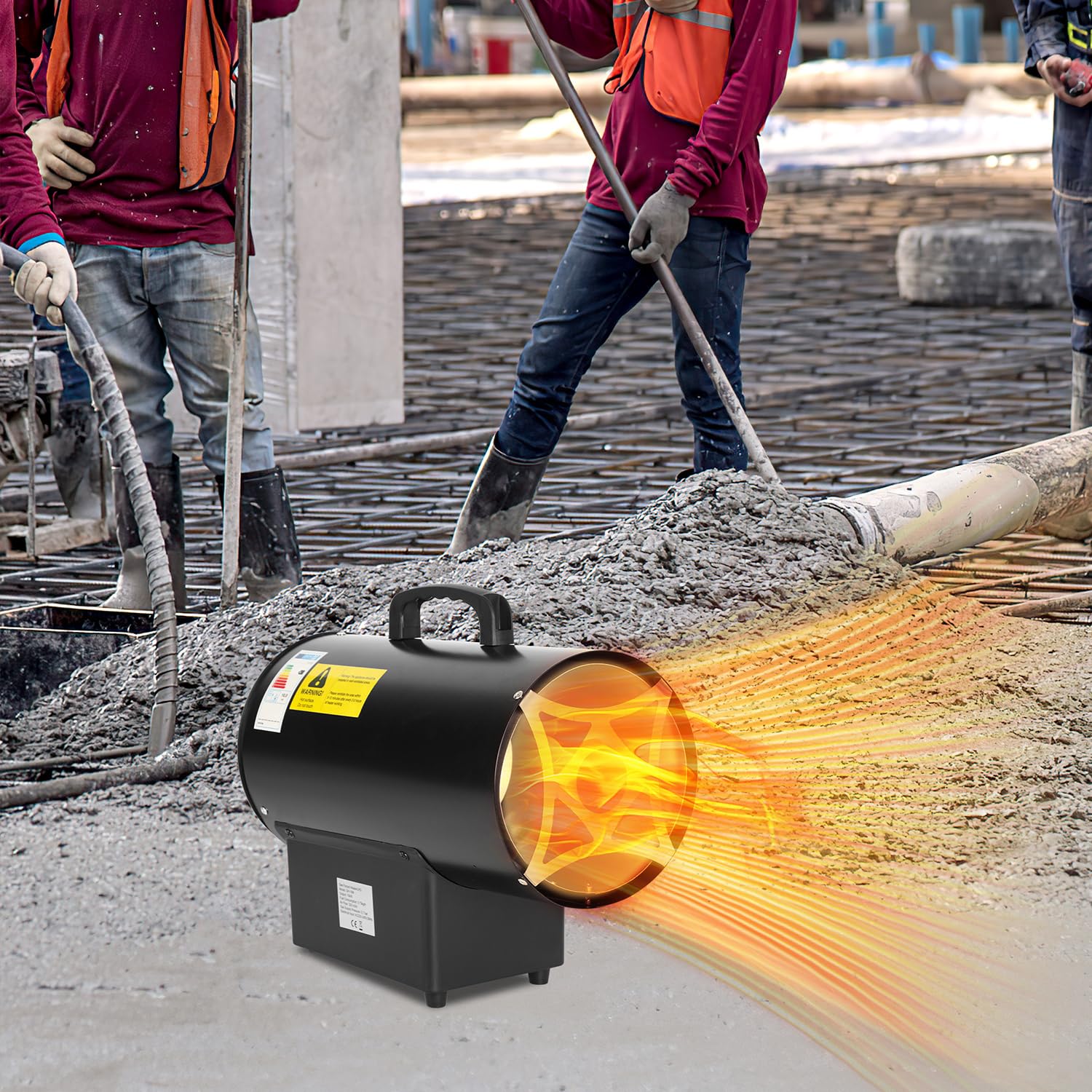Calefactor de gas de 30 kW con manguera de conexión y regulador de presión de gas de 700 mbar, superficie efectiva: 450 m², para obras, almacenes ventilados, garajes, etc