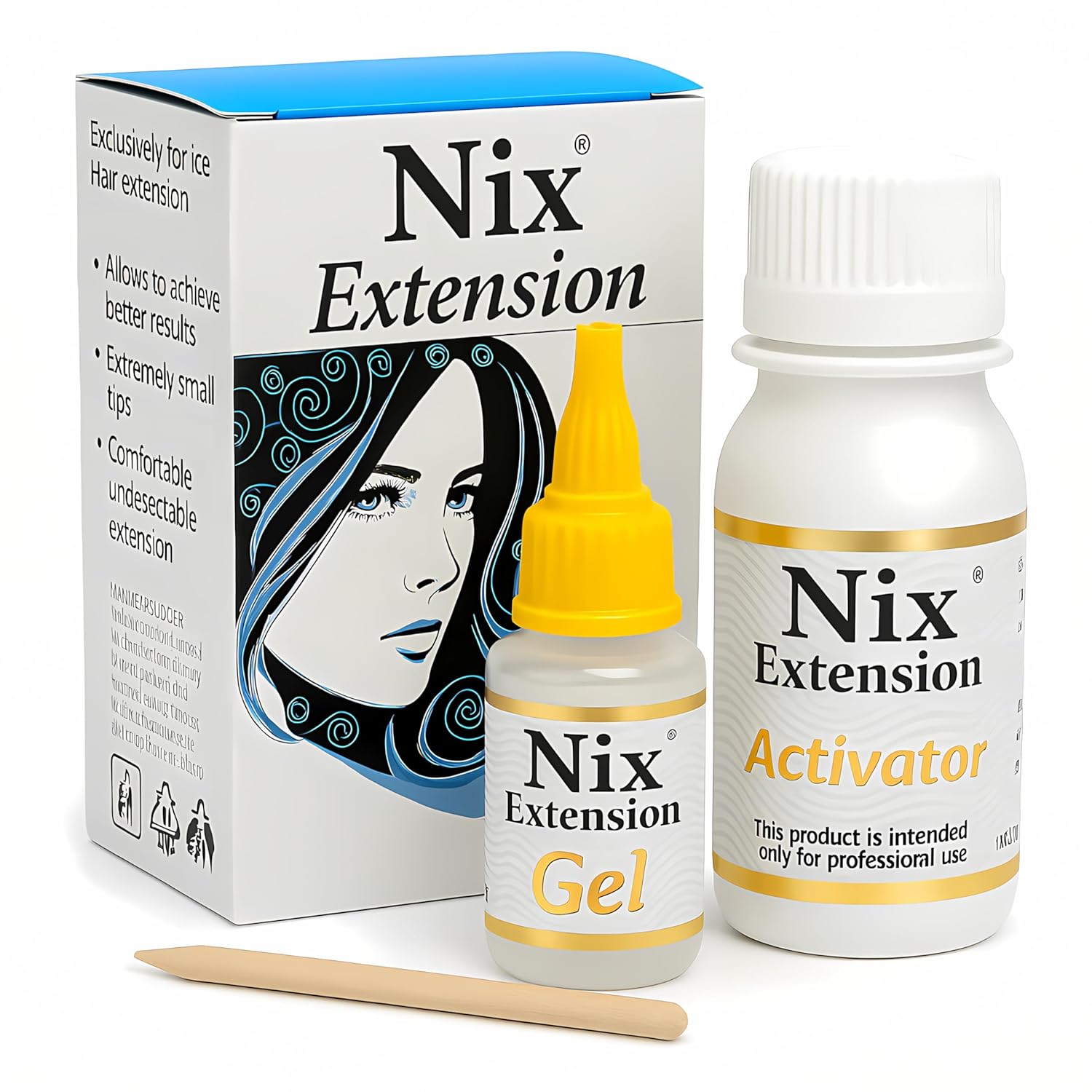 Nix ICE Hair Extension Gel Glue 20ml & Activator 50ml – for Cold Fusion Hair Extension Technique (New Formula) (Transparent)