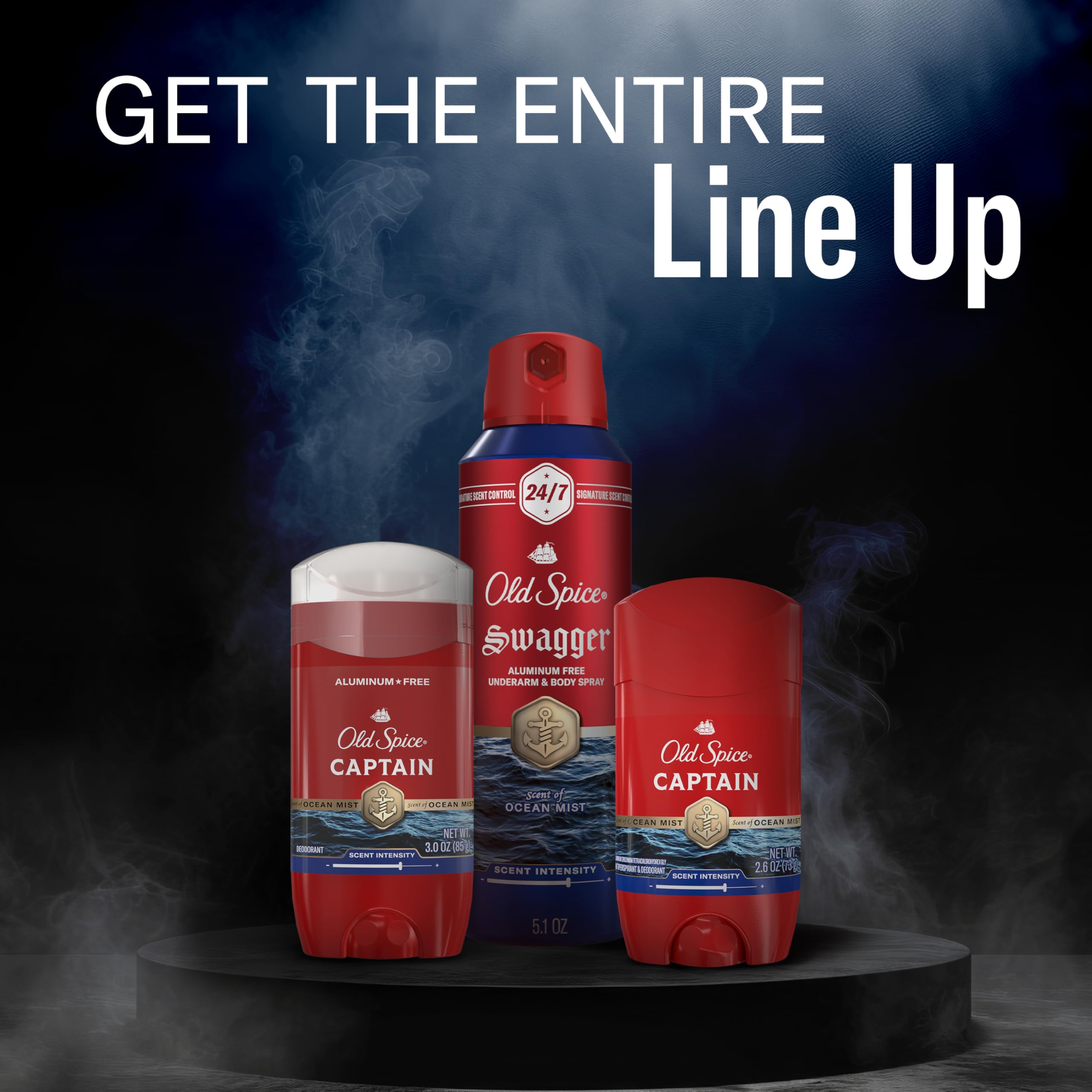 Old Spice - Desodorante antitranspirante para hombre, capitán, 48 horas, protección contra olores, 2,6 oz (juego de 6)