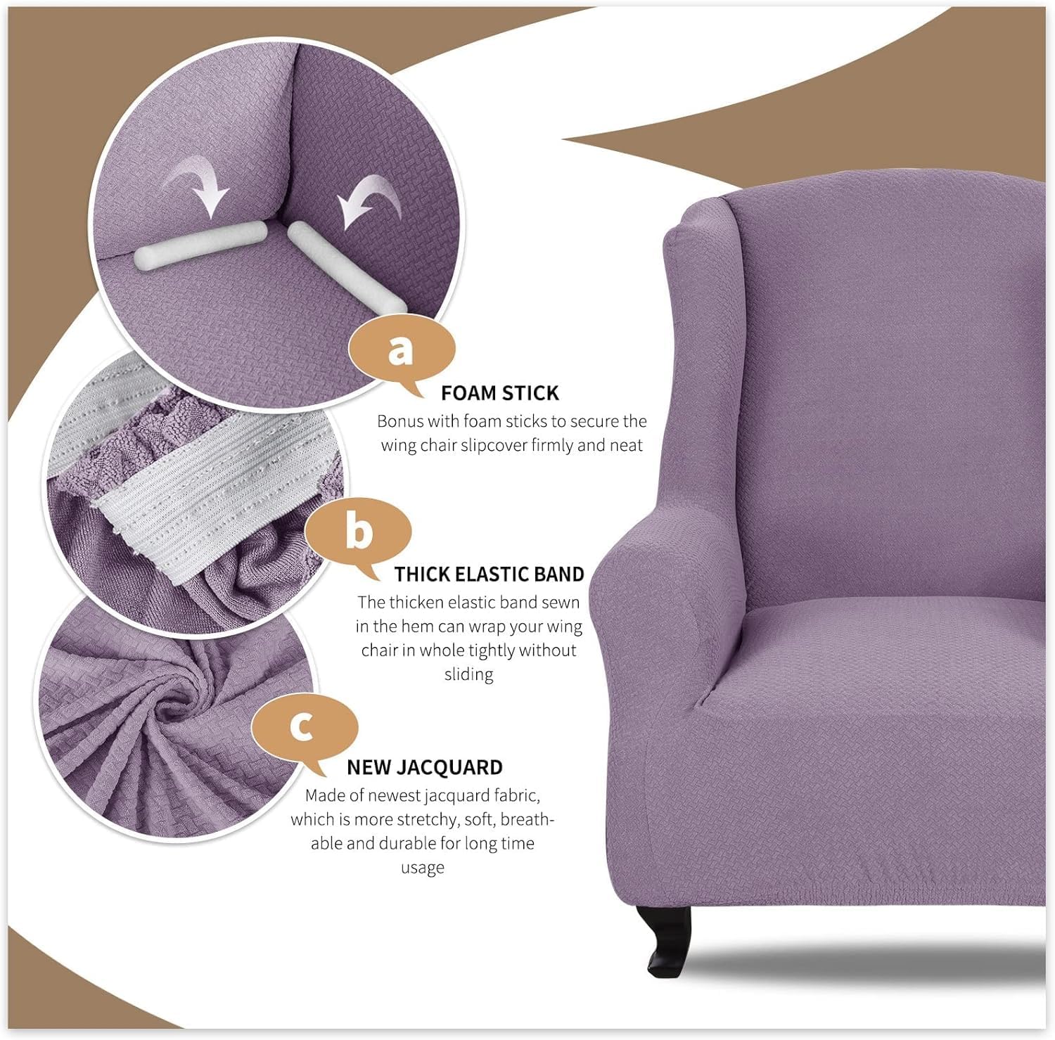 Stretch Wingback Chair Sofa Slipcover,1-Piece Sofa Cover Furniture Protector,Couch Soft with Elastic Bottom, Spandex Fabric Small Checks (G.)