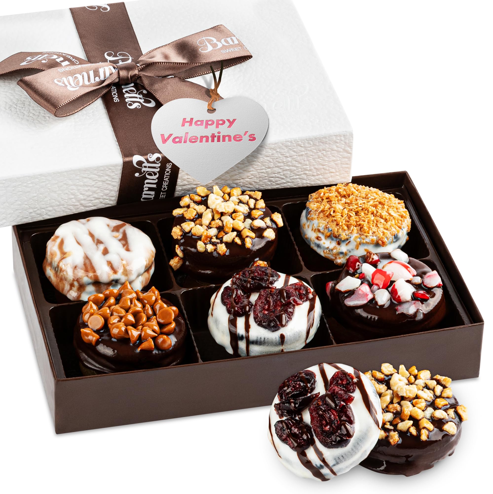 Barnetts Valentines Day 6 Chocolate Cookies Gift Basket, Valentine Gourmet Chocolate Covered Candy Gifts for Food Delivery Baskets, Him and Her Ideas, Husband, Wife, Girlfriend, Women, Men