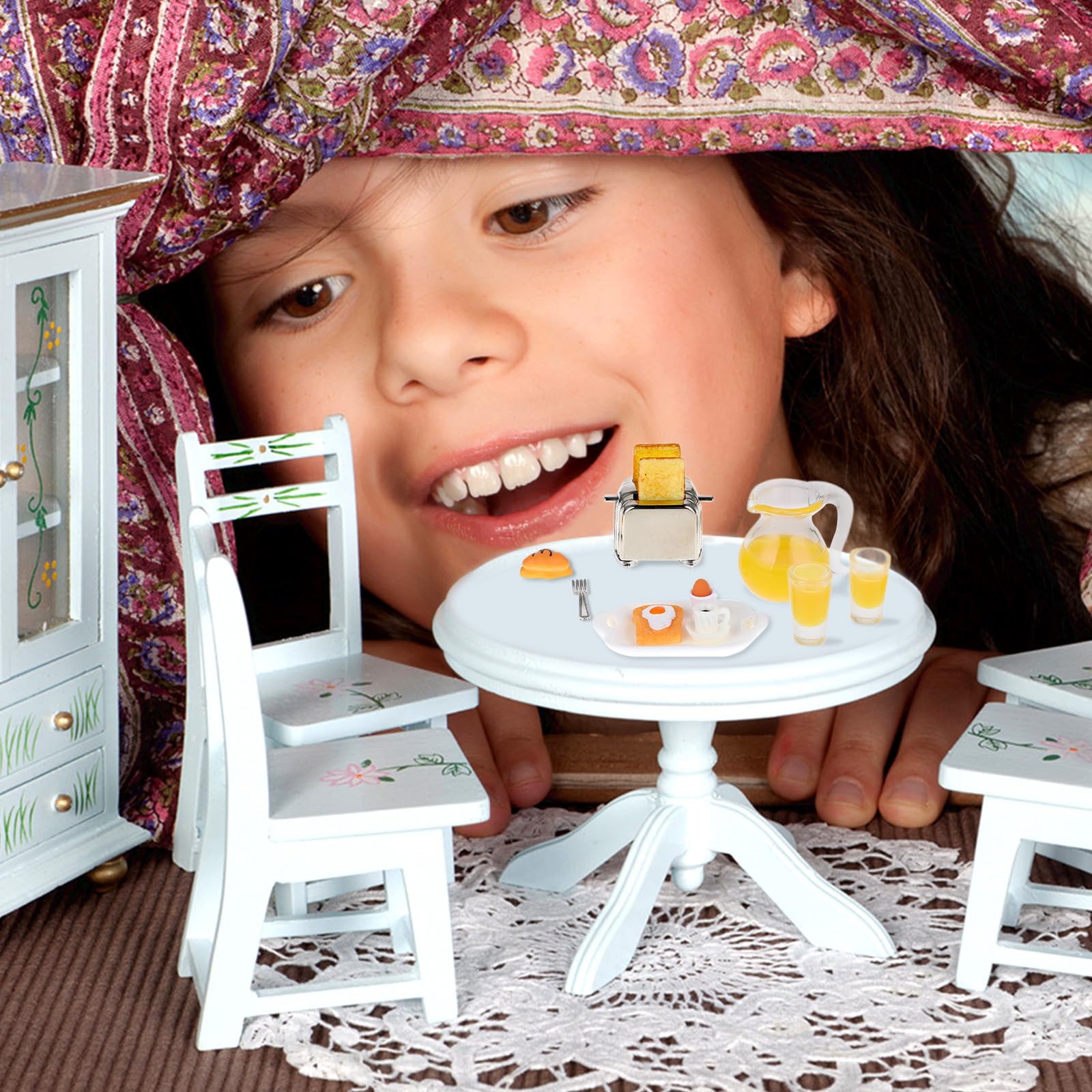 Cobee Miniaturowy zestaw scen śniadaniowych do domku dla lalek, 14 sztuk, 1:12, mini domek dla lalek, akcesoria kuchenne, żywica, mini jedzenie, model, dekoracja domku dla lalek, udawaj, zabawa