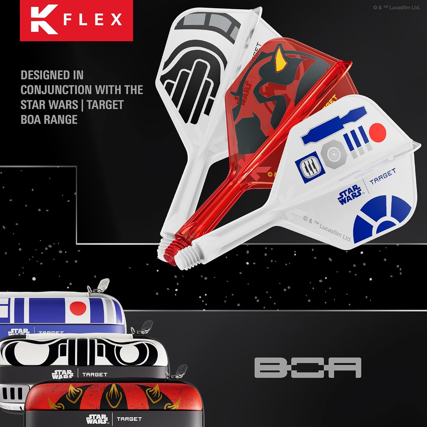 Target Darts Star Wars Darth Maul K Flex Integrated Dart Flights & Shafts | Pack of 3 K-Flex, No.2 & No.6 | Short, Intermediate & Medium Disney K-Flex Accessories