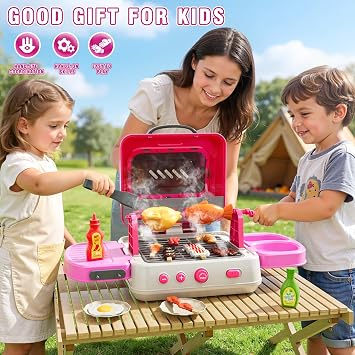 MSKOLER Kids BBQ Grill Playset, Play Kitchen Toys