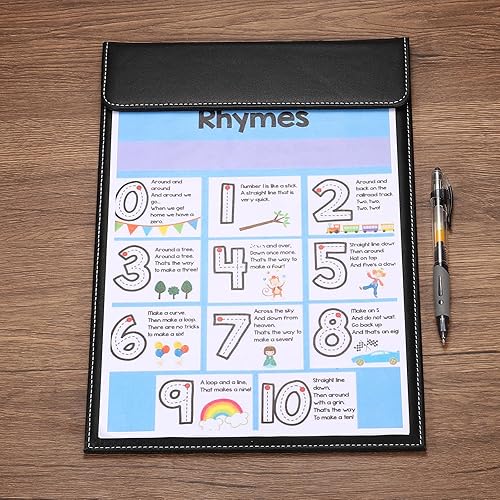 Miniatura 5 de PATIKIL Portapapeles de piel sintética A4 de 13 x 9.1 pulgadas, organizador de folio de negocios negro, para currículum, soporte para carpetas de